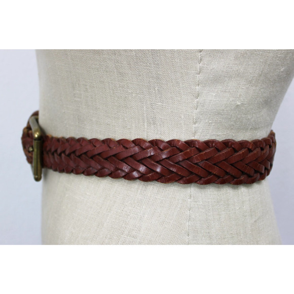 Vintage Zele Belt SM 28 Saddle Brown Thick Hand Braided Basketweave Leather - Picture 5 of 13